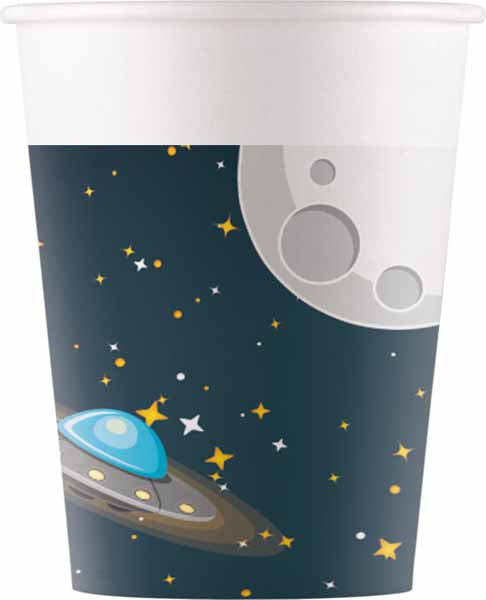 Rocket Space paper cups for a space-themed birthday party