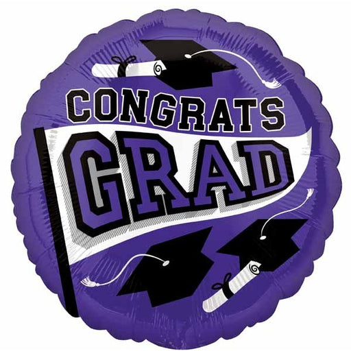 Purple School Colors Graduation Foil Balloon, 18 Inch