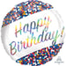 Happy Birthday Confetti 18" Round Holographic Foil Balloon