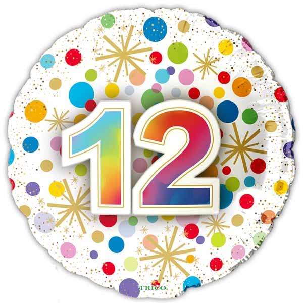 Number 12 Foil Balloon, 18 Inch