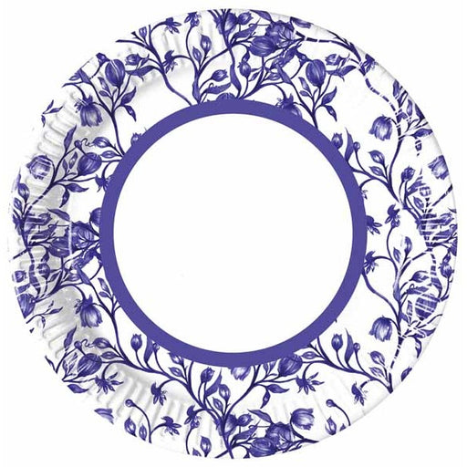 PAPER PLATES 7.6" 8/PK BLUE PORCELAIN
