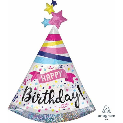 Happy Birthday Sparkle Banner Holographic Foil Balloon, 36 Inch