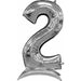 Silver Number 2 Stand-Up Balloon, 50 Inch