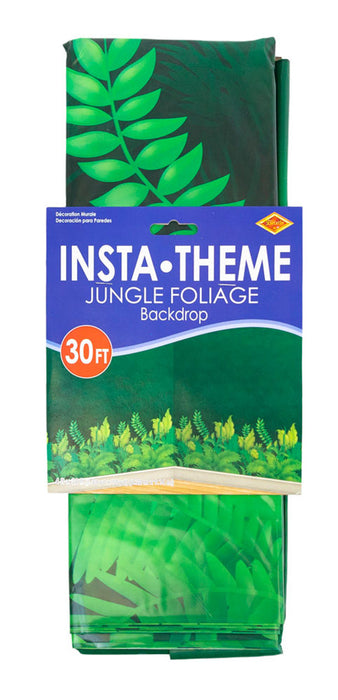 Verdant Wilderness Green Jungle Foliage Plastic Backdrop (1/Pk)