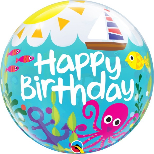 Maritime Fun Birthday Bubble Balloon, 22 Inch