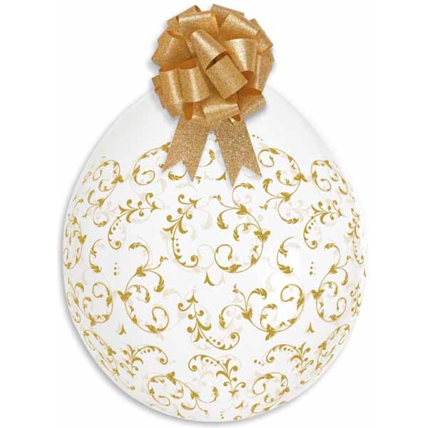 Gemar 18-Inch Gold Filigree Latex Stuffing Balloons, 25 Pack
