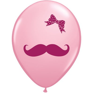 MUSTACHE & RIBBON 11" PINK 50/BAG ¢