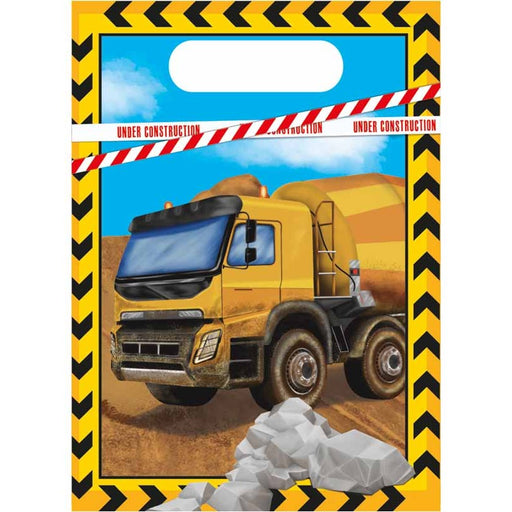 Construction Plastic Party Favor Bags, 6 Pack