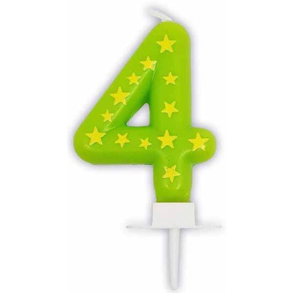 Stars Number 4 Birthday Candle