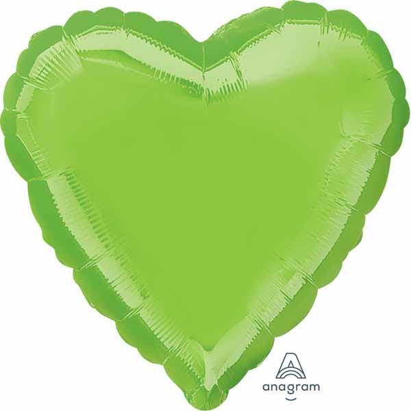 18-Inch Iridescent Lime Green Heart Foil Balloon