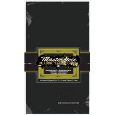Black Plastic Table Cover, 54 x 108 Inches