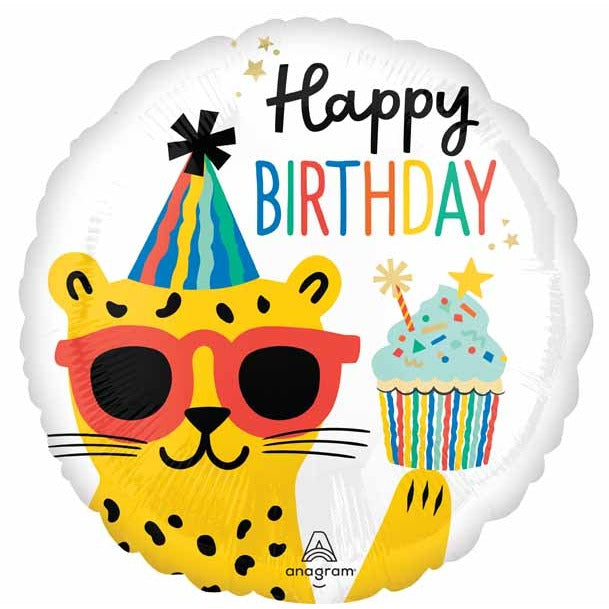 Party Animal Happy Birthday 18" Round Foil Balloon