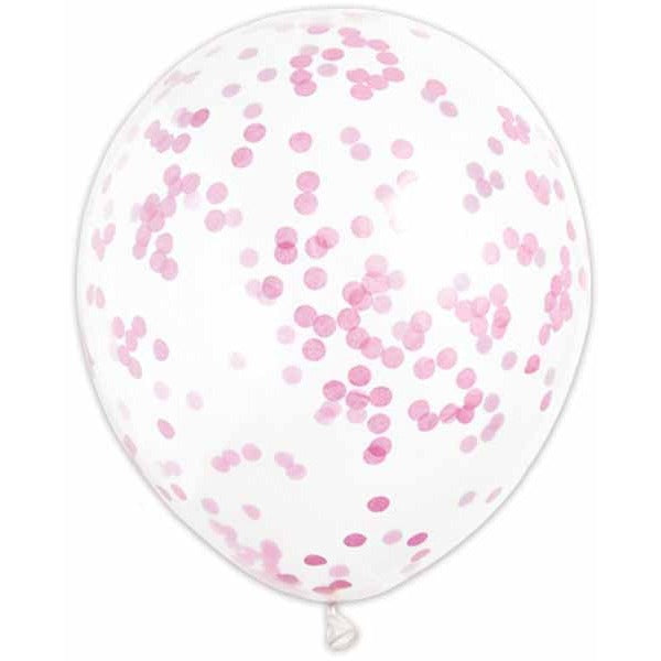 12-Inch Pink Confetti Print Latex Balloons, 4-Pack