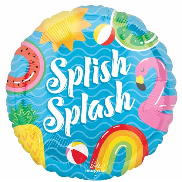 Pool Party Splash 18-Inch Round Foil Balloon