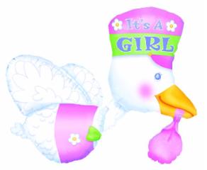 It's a Girl Stork 32 Inch Multi-Balloon Foil Balloon