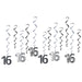 16th Birthday Hanging Whirl Decorations, 12 Pack