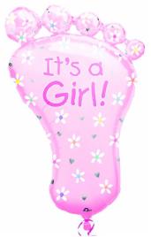 32 Inch It's a Girl Foot Shaped Foil Balloon