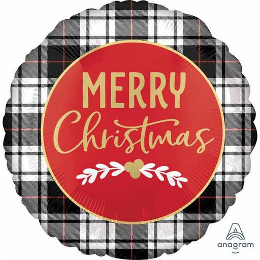 Christmas Plaid 18" Round Foil Balloon