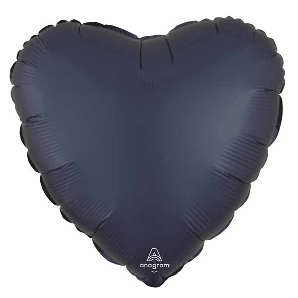 True Navy Satin Heart Foil Balloon, 18 Inch