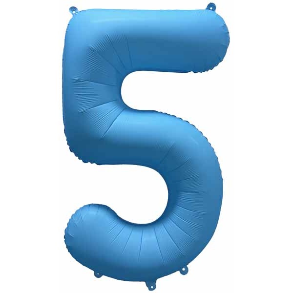 DecoChamp 34" Neon Blue Number 5 Balloon