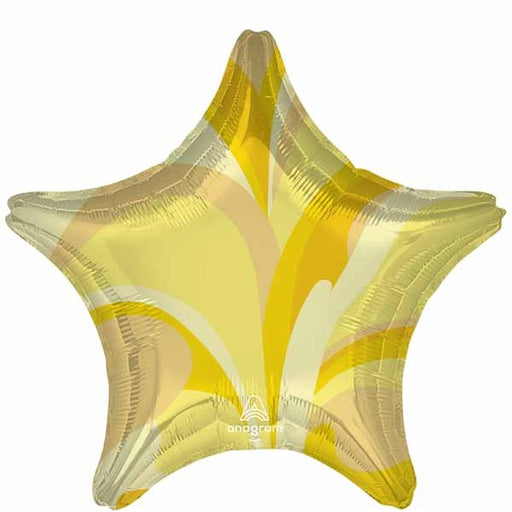 19 Inch Gold Macro Marble Star Foil Balloon