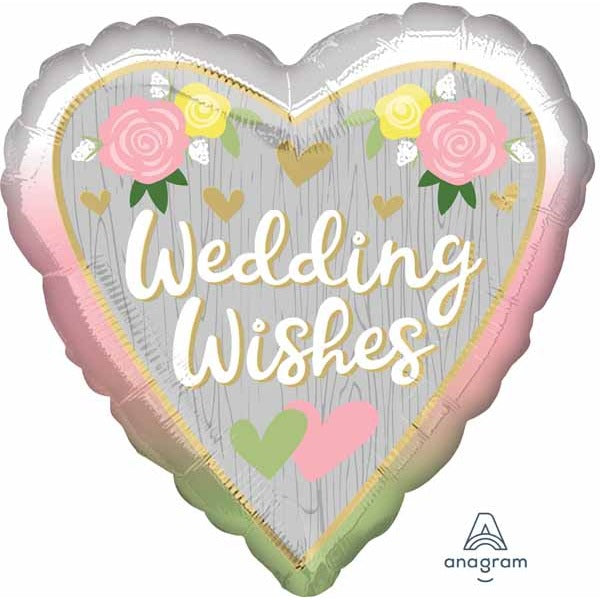 Wedding Wishes Ombre 18" Heart Foil Balloon
