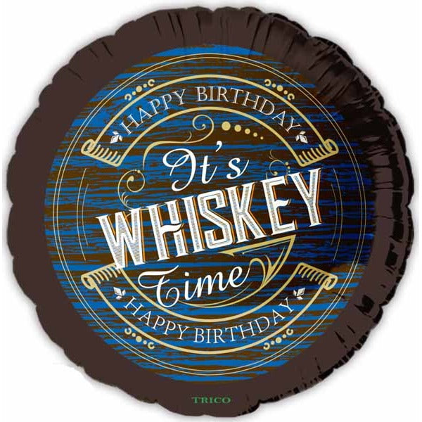 Happy Birthday Whiskey Time 18-Inch Foil Balloon
