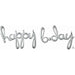 Silver Happy Bday Script Balloon