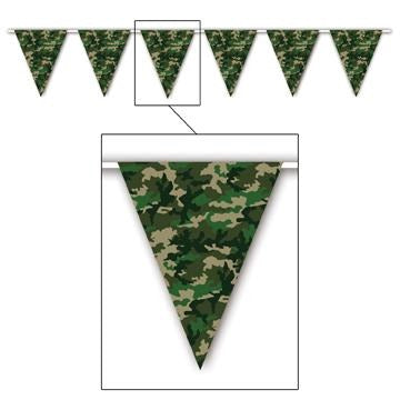 Camo Flag Pennant Banner, 11 Inches x 12 Feet