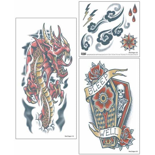 Tinsley Transfers Red Dragon Sleeve FX Temporary Tattoo