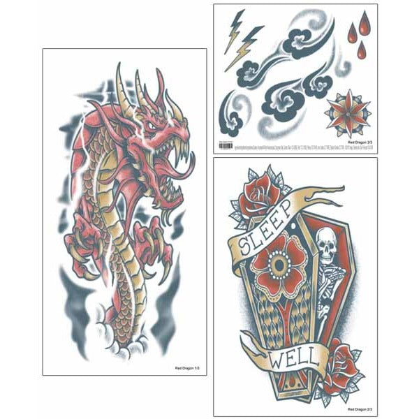 Tinsley Transfers Red Dragon Sleeve FX Temporary Tattoo