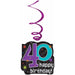 40th Birthday Hanging Swirl Decorations, 12 Count