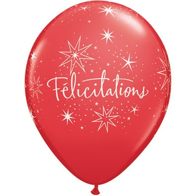 Félicitations Star Print 11-Inch Latex Balloons, 50 Pack