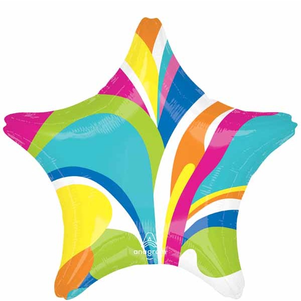Vibrant Macro Marble 19-Inch Star Foil Balloon