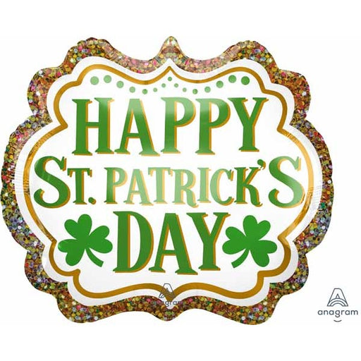 St. Patrick's Day Glitter Design 25" Shaped Foil Balloon