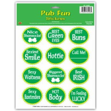 ST. PATRICK PUB FUN STICKERS 9" X 12" SH