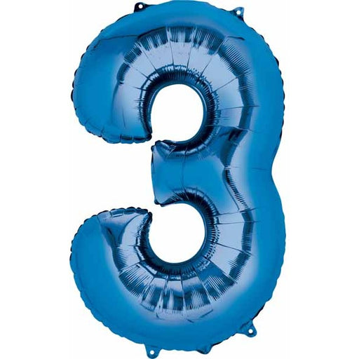 Blue Number 3 Balloon, 26 Inch