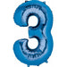 Blue Number 3 Balloon, 26 Inch
