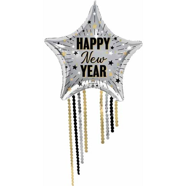 Happy New Year Celebrate Star Foil Balloon, 50 Inch