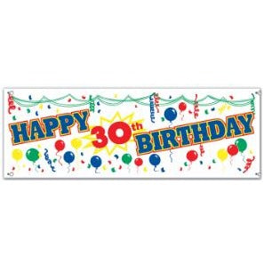 HAPPY 30TH BIRTHDAY BANNER 5' X 21"