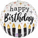 Metallic Happy Birthday Candles 18-Inch Round Satin Balloon
