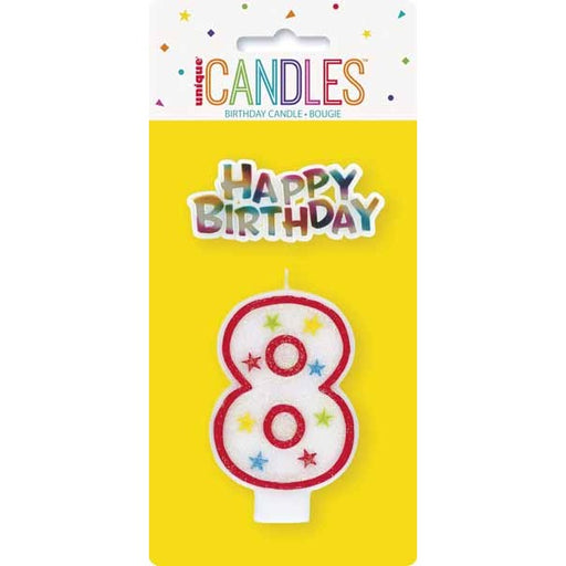 Number 8 Glitter Birthday Candle