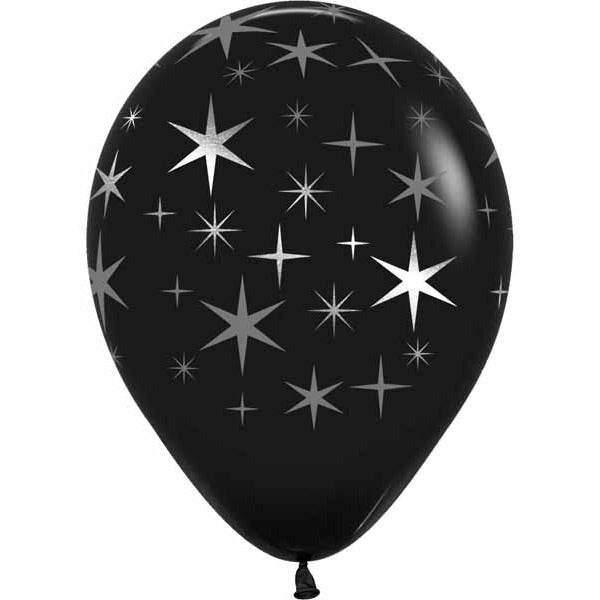 Sempertex Black Bold Stars 11-Inch Latex Balloons, 50 Count