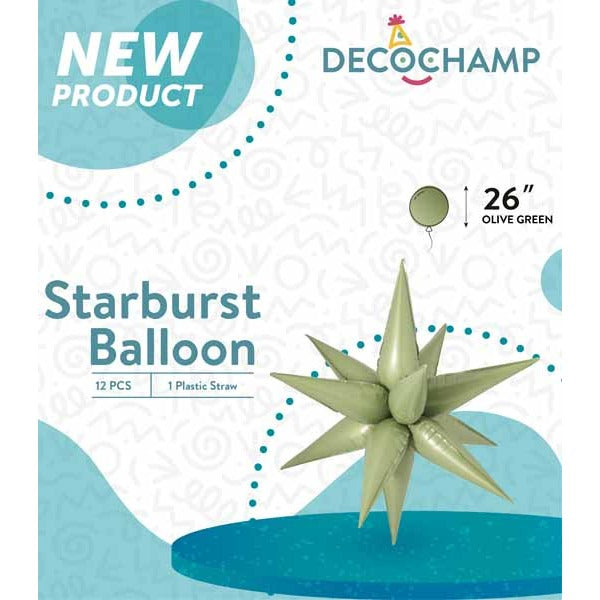 DecoChamp 26" Olive Green Starburst Foil Balloon
