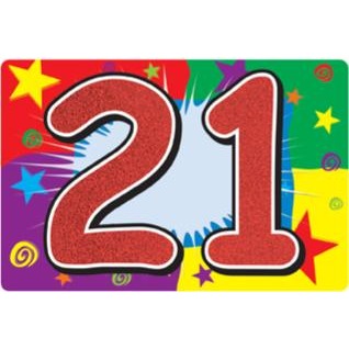 Glittered Number 21 Birthday Sign, 10 x 15 Inches