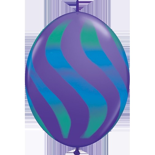 Qualatex Wavy Stripes QuickLink 12-Inch Latex Balloons, 50 Count