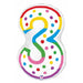 Number 3 Birthday Candle Foil Balloon, 24 Inch