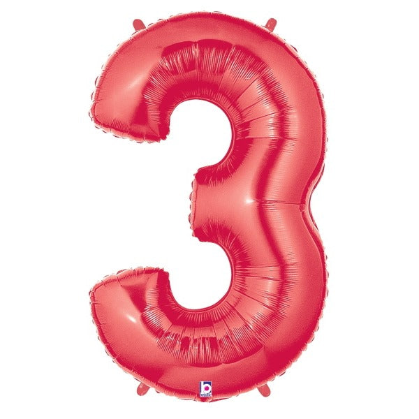 40-Inch Red Number 3 Megaloon Balloon