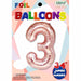 34-Inch Rose Gold Number 3 Foil Balloon