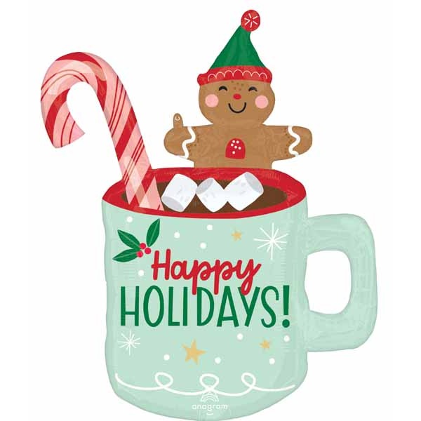 Holiday Christmas Mug 31-Inch Foil Balloon
